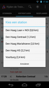Screenshot van Rijden de Treinen Android-app